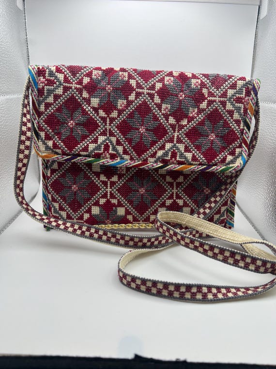 Vintage Handmade Cross Stitch Purse