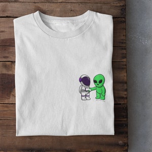 Alien and Astronaut Unisex T-Shirt,  Alien Shirt,  UFO tee, Aliens T-shirt, Era, UFOS Cute T-Shirt, Gift, Funny tee,