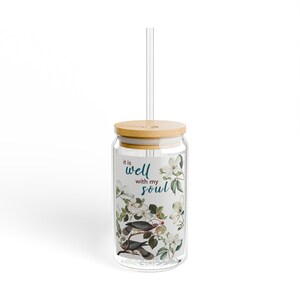 Bicchiere con sorseggiatore motivazionale, 16 once - Perfetto come regalo, decorazione per la casa, bevanda ecologica, bicchieri motivazionali, design floreale, ecc.