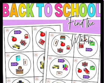 Back-to-School Visual Perception Match-Up Game for Occupational Therapists, Parents, and Teachers.