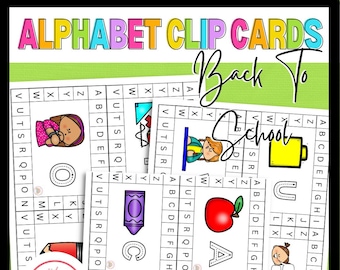 Back to school Alphabet Clip Cards - fine motor activity with clothespins. For Occupational Therapists, Teachers, and Parents.