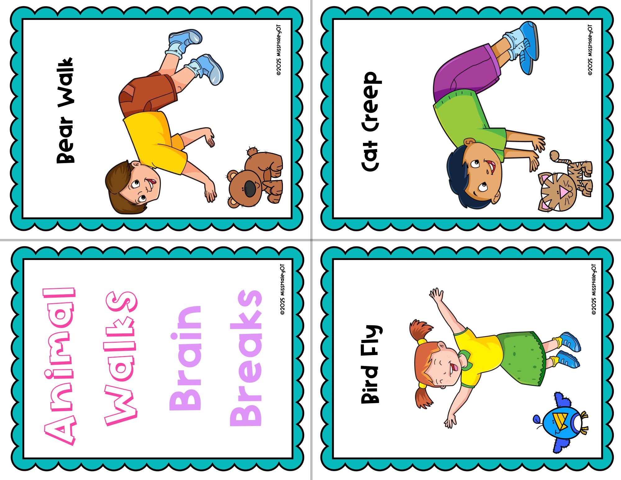 Animal Walks Brain Break & Movement Activity Set | Full Page and Task ...