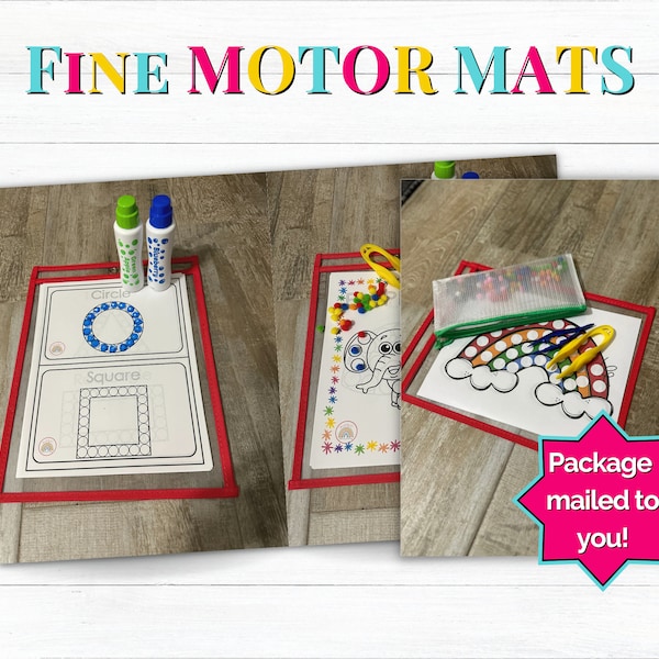 Fine Motor Mats for use with pom-poms or dot markers; Printed and ready to go; includes supplies. Ready to go Occupational Therapy activity