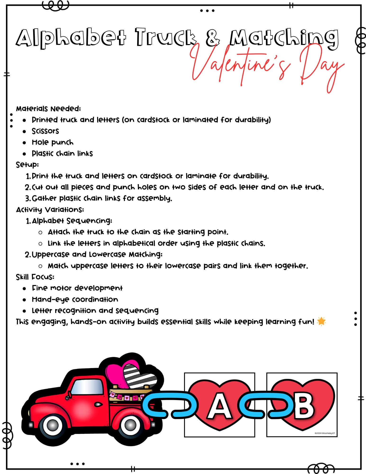 Valentine's Day Alphabet Chain Link Activity – Fine Motor and Letter ...