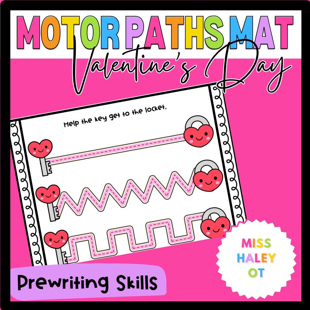 Valentine's Day Tracing Paths Mat Perfect for Fine Motor and Pre