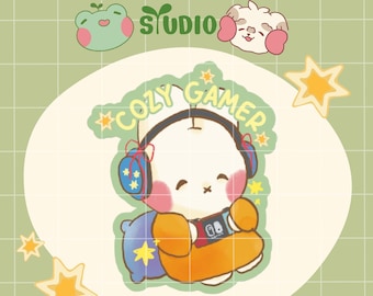 Cozy Gamer Holographic Sticker