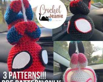Crochet Patterns Bundle – Hanging Spider-Man, Miles Morales & Spider-Gwen