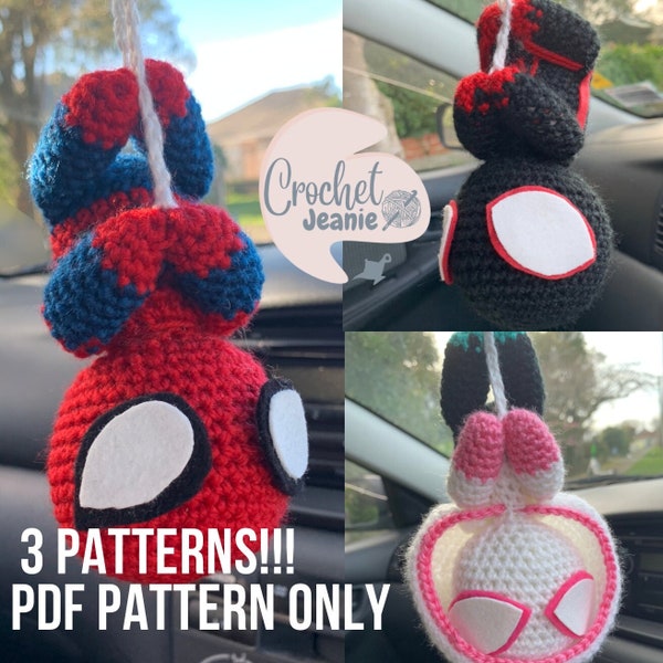 PATTERNS 3 - Crochet Hanging Spiderman, Miles Morales, SpiderGwen