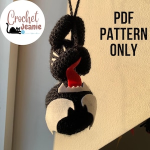 Crochet Venom Spider-Man Car Mirror Charm Pattern – DIY Hanging Decor
