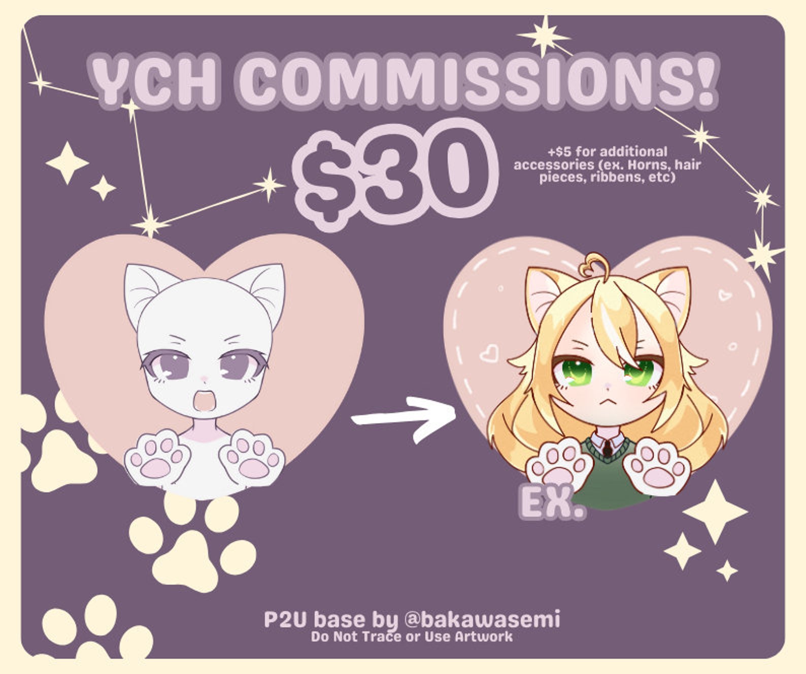 YCH Art Commission Kitty YCH Vtuber Art OC Art Etsy