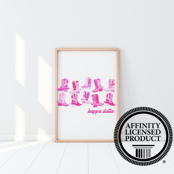 Kappa Delta Poster - Custom Kappa Delta Print, Pink Cowgirl Kappa Delta Art, Kappa Delta Gift Ideas, Big/Little Gift Ideas, Sorority Gift