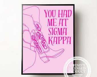 Sigma Kappa Poster - Cowgirl Sigma Kappa Print, Custom Sigma Kappa Gift Ideas, Sigma Kappa Big/Little Gift Ideas, Custom Sorority Gift Ideas