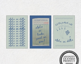 Alpha Xi Delta Poster Set - Set of 3, Custom Alpha Xi Delta Prints, Unique Sorority Print Set, Blue & Green Sorority Poster, Custom Sorority