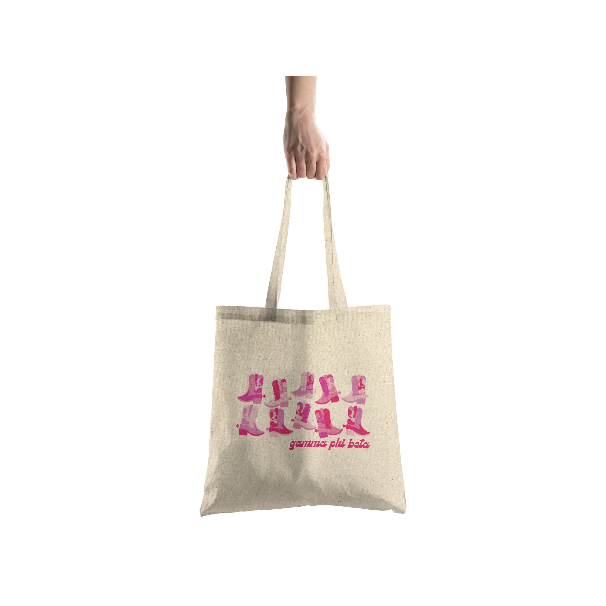 Sorority Shop Gamma Phi Beta Retro Tote Bag - Pink X-Large Canvas Bag With Pom Pom, 15x15 Inches - View #4
