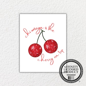 Chi Omega Cherry Print - Cherry Chi Omega Poster, Custom Chi Omega Digital Download, Cherry Chi Omega Merch Ideas, Chi Omega Big/Little Gift