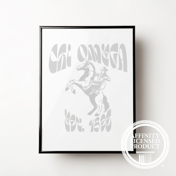 Chi Omega Poster - Chi Omega Cowboy, Chi Omega Wall Art, Chi Omega Decor, Chi Omega Merch Ideas, Sorority Cowboy Poster, Trendy Wall Art