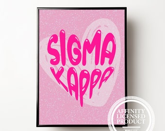 Custom Sigma Kappa Poster - Pink Glitter Sigma Kappa Print, Cute Sigma Kappa Gift Ideas, Custom Big/Little Gift Ideas, Custom Sorority Gifts