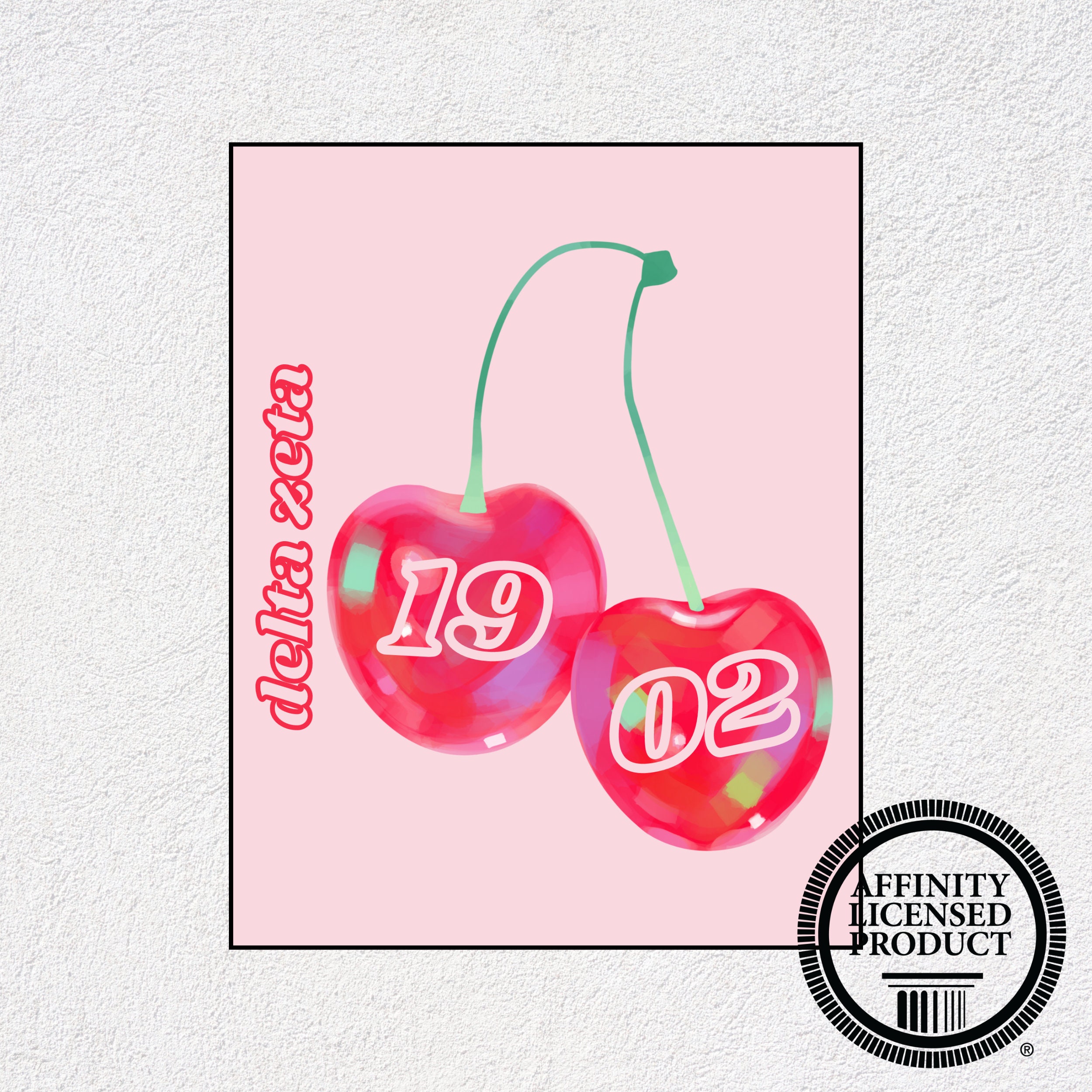 Delta Zeta Poster - Custom Delta Zeta Print, Cherry Delta Zeta Wall Art ...