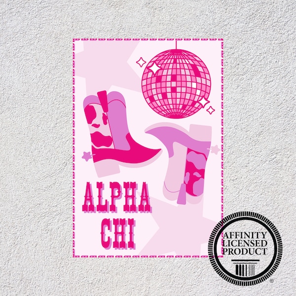 Alpha Chi Omega Poster - Custom Alpha Chi Omega Print, Disco Cowgirl Sorority Print, Alpha Chi Omega Gift Idea, Big/Little Gift Idea, Custom
