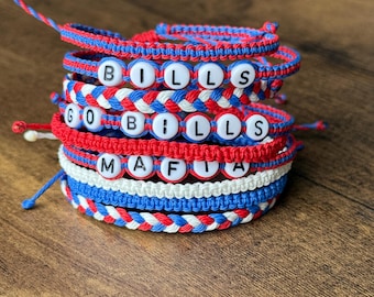 Verstelbare waxkoord vriendschapsarmband | Buffelvoetbal | Bills Sports Team-armband