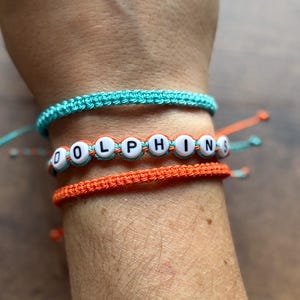 Verstelbare waxkoord vriendschapsarmband | Miami Football | Dolphins Sports Team-armband afbeelding 4