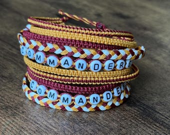 Verstelbare waxkoord vriendschapsarmband | Washington-voetbal | Commanders Sports Team-armband