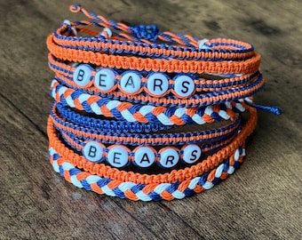 Adjustable Waxed Cord Friendship Bracelet | Chicago Football | Bears Sports Team Bracelet