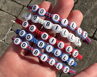 Verstelbare waxkoord vriendschapsarmband | Buffelvoetbal | Bills Sports Team-armband
