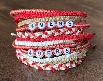 Verstelbare waxkoord vriendschapsarmband | San Francisco-voetbal | 49ers Sports Team-armband