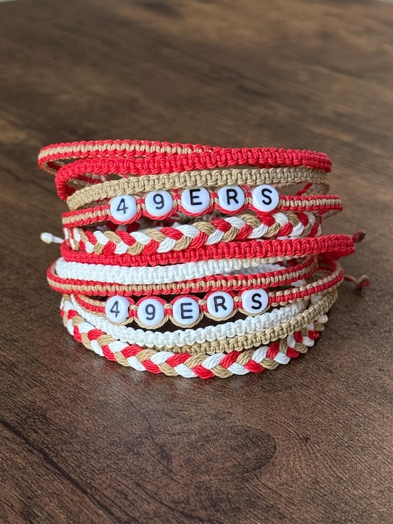 Adjustable Waxed Cord Friendship Bracelet | San Francisco Football | 49ers Sports Team Bracelet