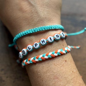 Verstelbare waxkoord vriendschapsarmband | Miami Football | Dolphins Sports Team-armband afbeelding 5