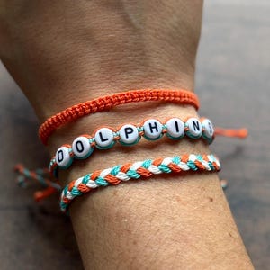 Verstelbare waxkoord vriendschapsarmband | Miami Football | Dolphins Sports Team-armband afbeelding 6