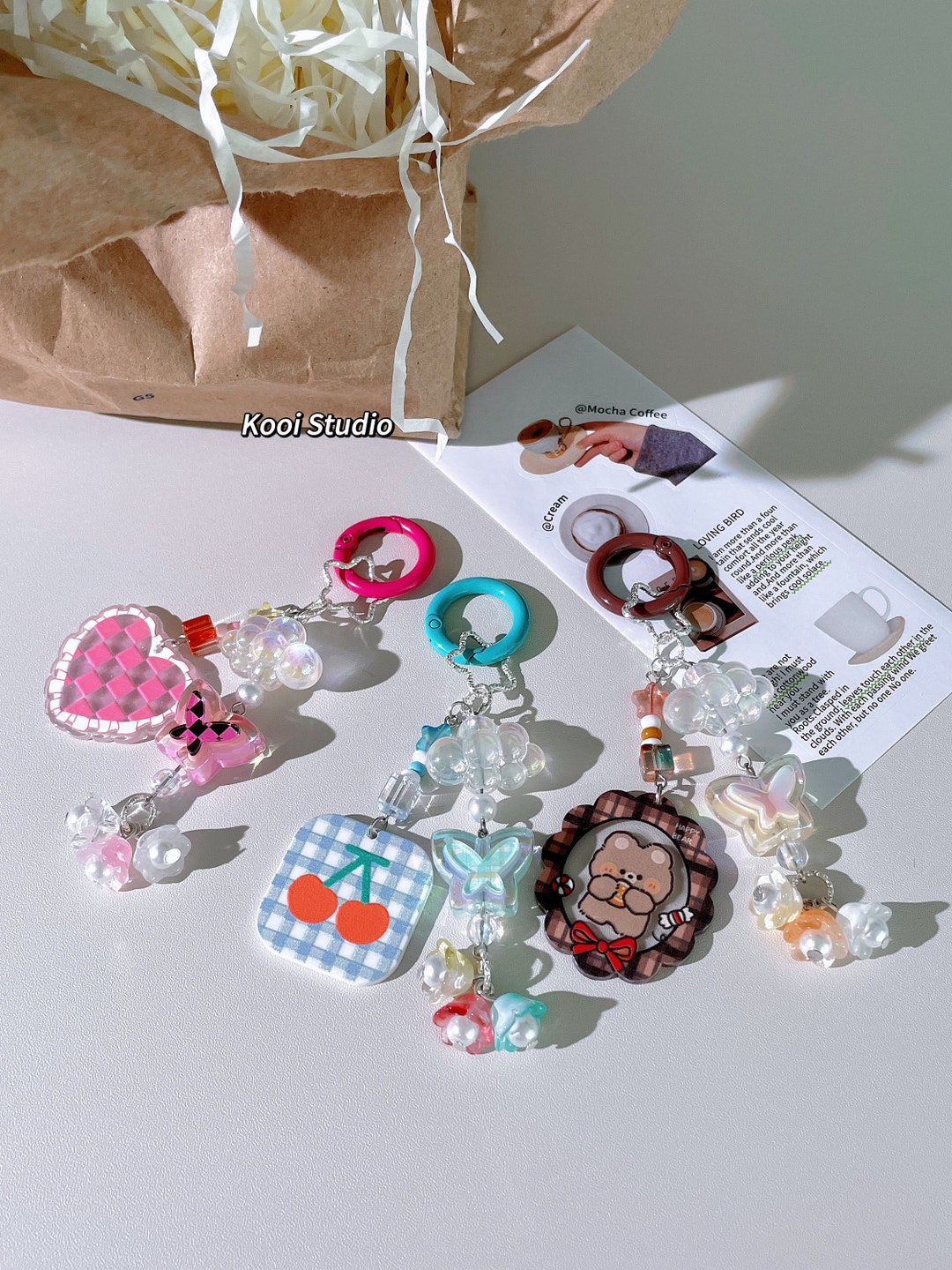 Kawaii Acrylic Paint Keychain Phone Chain - Etsy