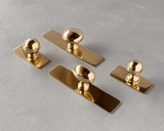Unlacquered Brass Backplate For Knobs: Vintage Kitchen Cabinet Hardware