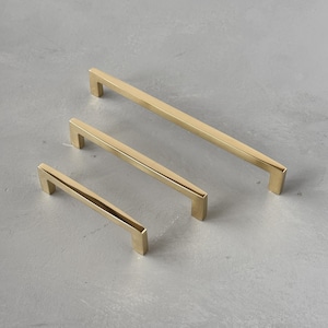 Unlacquered Brass NESTON Pull Handles brushed and polished