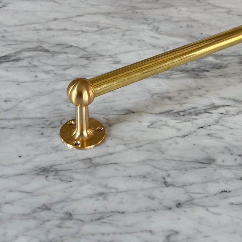 Unlacquered Brass Pot and Pan Rail Pot Holder, Brass Kitchen Rail