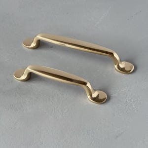 Unlacquered brass MORLEY handles for kitchen cabinets, drawers, furniture. Brushed brass handles gold handles antique brass handles