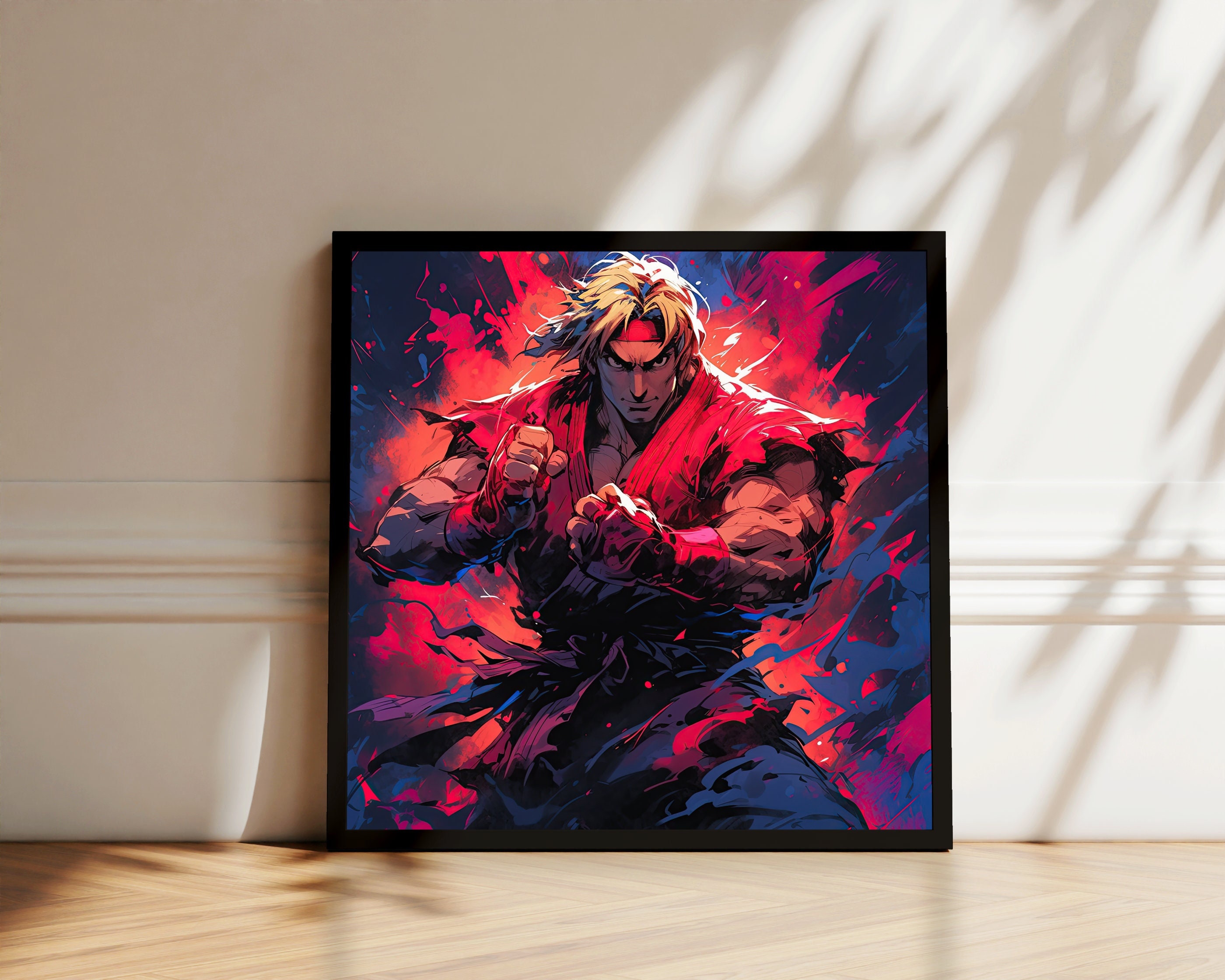 Street Fighter 2 Ken vs Blanka CAPCOM Classic Vintage Retro 90s Video Game  Merchandise Gamer Fighting Stand or Hang Wood Frame Display 9x13 - Poster  Foundry