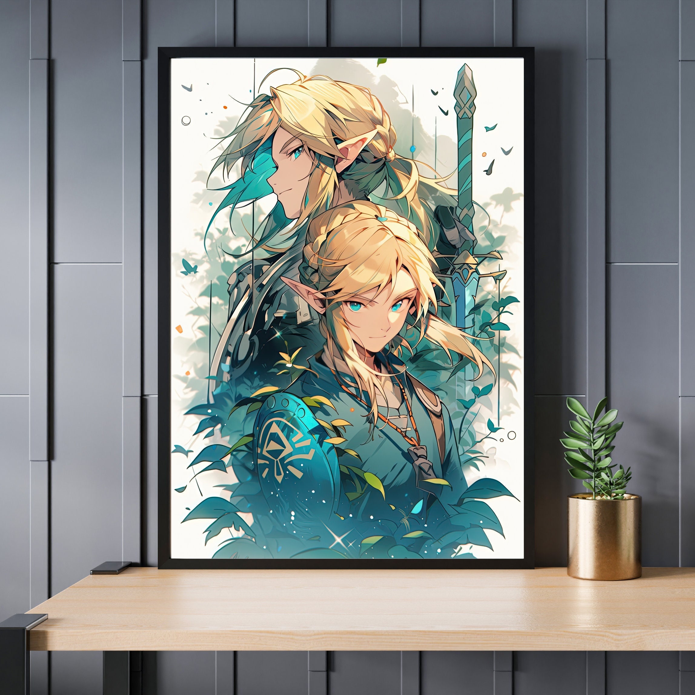 Zelda link portrait fan art - wall art handmade oil painting on canvas