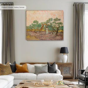 Vincent Van Gogh Women Picking Olives (1889) Famous Canvas/Poster Print Art Reproduction, Impressionism Wall Art, Modern Art Painting