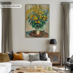 Claude Monet Jerusalem Artichoke Flowers 1880 Famous Canvas/Poster Art Reproduction, Still Life Wall Art, Classic Art Impressionist Painting