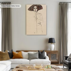 Egon Schiele Porträt einer Frau (1910) Berühmte Leinwand / Poster Kunst Reproduktion, Abstrakte Wandkunst, Moderne Kunst Malerei, minimalistische Wandkunst