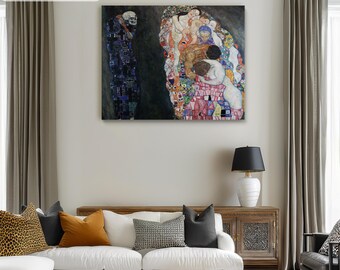 Gustav Klimt Death and Life Famous Canvas/Poster Art Reproduction, Modern Wall Art Poster, Symbolism Art Nouveau Painting, Classic Wall Art