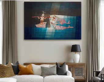 Paul Klee Battle Scene from the funny and fantastic opera "The Seafarers" Canvas/Poster Reproduction, Abstract Wall Art, Modern Art Painting