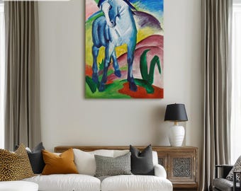 Franz Marc Blue Horse I (1911) Famous Painting Canvas/Poster Art Reproduction, Abstract Wall Art, Modern Painting, Expressionism, Wall Decor