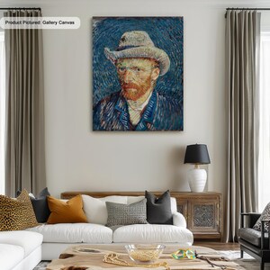 Vincent Van Gogh Self Portrait with Grey Felt Hat Canvas, Poster Print Art Reproduction, Impressionism Wall Art, Modern Art Painting
