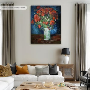 Pintura en lienzo de jarrón con amapolas de Vincent Van Gogh, reproducción de arte con impresión de póster, arte mural impresionista, pintura de arte moderno