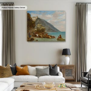 Eugène Delacroix View of Tangier from the Seashore Famous Painting Canvas/Poster Art Reproduction, Classic Wall Art, French Romanticism