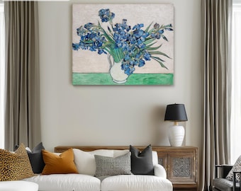 Reproduction D'Art "Vase Aux Iris" De Van Gogh - Impression Sur Toile - Neuf