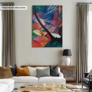 Franz Marc Deer in the Woods II Artwork Canvas/Poster Art Reproduction, Abstract Wall Art, Modern Painting, Expressionism, Wall Decor